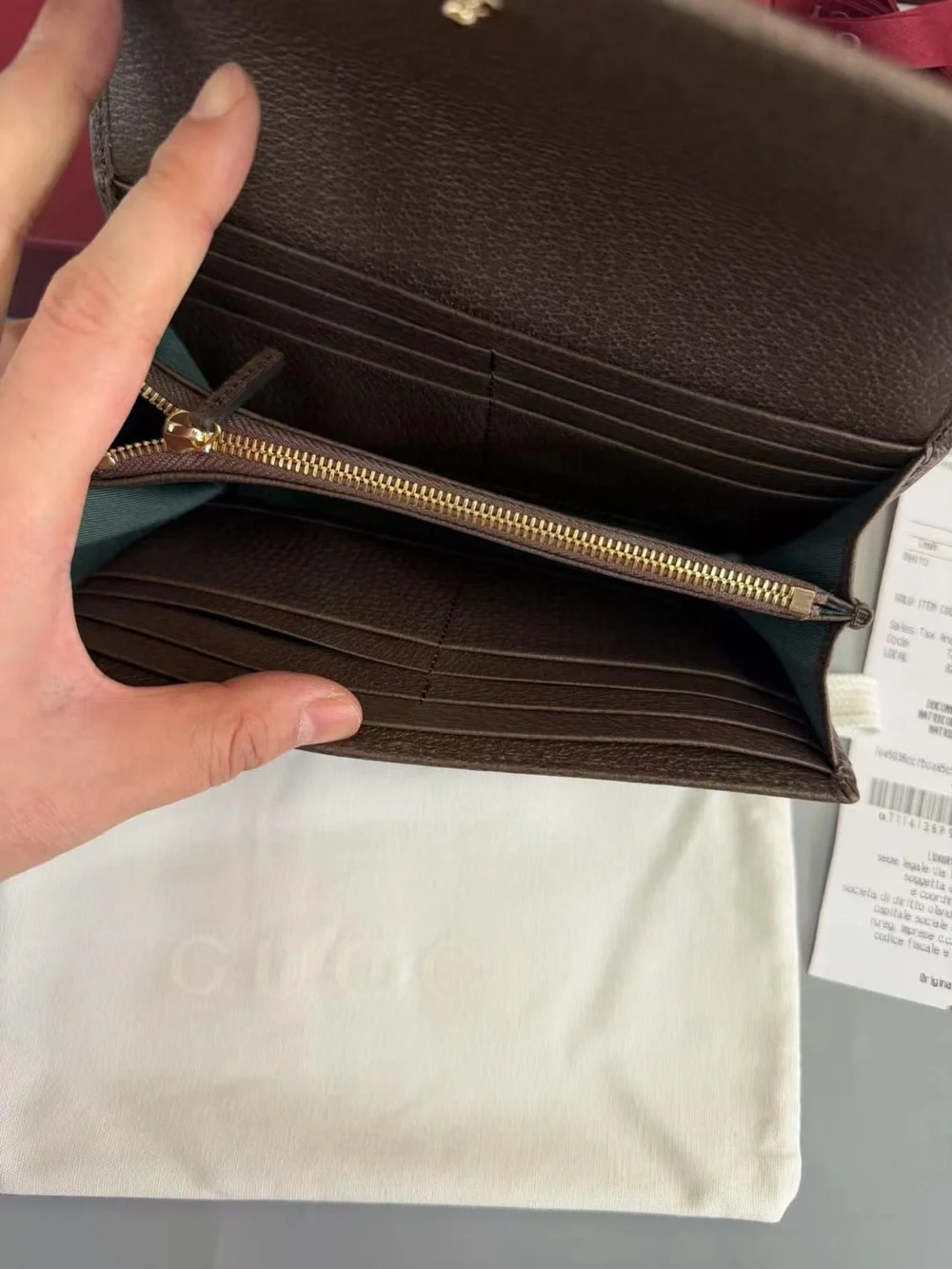 Gucci Beige GG Supreme Continental Wallet with Green and Red Web Stripe